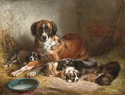 Benno Adam Bernese Mountain Dog and Her Pups Spain oil painting artist